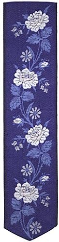 Jacquard Woven Silk Bookmark - Blue Roses
