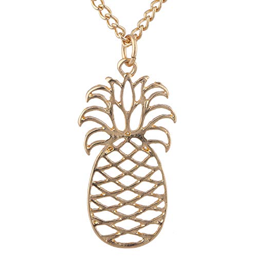 Lux Accessories Goldtone See Through Pineapple Fruit Charm Pendant Necklace #TOP14