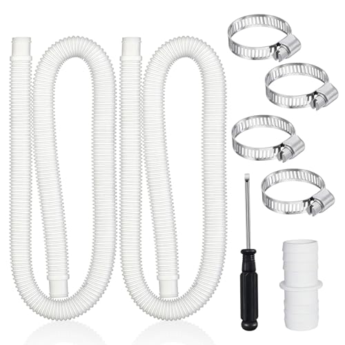 Tuyau Piscine 32mm, 2 Pièces Tuyau de Piscine 150 cm Tuyau de Rechange pour Piscine, Tuyau de Pompe À Filtre avec 4 Pinces Métalliques et Raccord, Tuyau de...