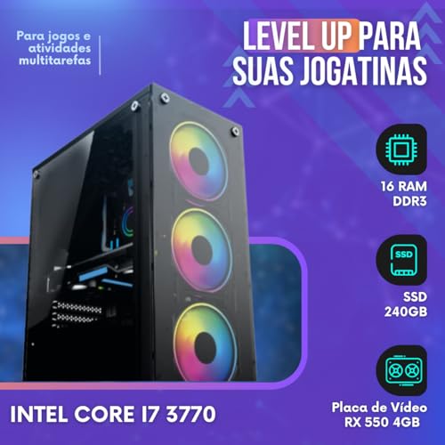 Pc Gamer Cpu Intel Core I7 3.4ghz Ssd 240gb Memoria 16gb Rx550 4gb Fonte 500W