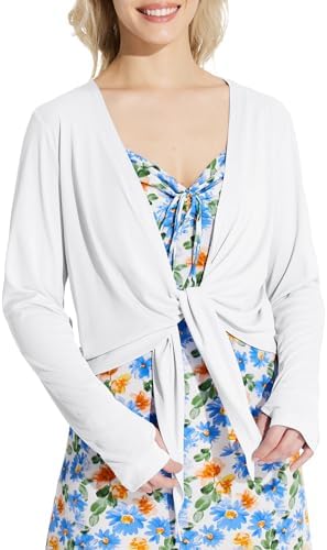 BALEAF Women’s 2024 UPF 50+ Cropped Cover Up Cardigan Tie Front Lightweight Summer Sun Wrap SPF Shirts Beach Outdoor