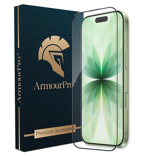 Image of ArmourPro Tempered Glass for iPhone 17 / iPhone 16 Pro - 9H Screen Protector with Black Border, Anti Scratch, Edge-to-Edge Coverage, HD Clarity, Smooth Touch, Case Friendly | Black