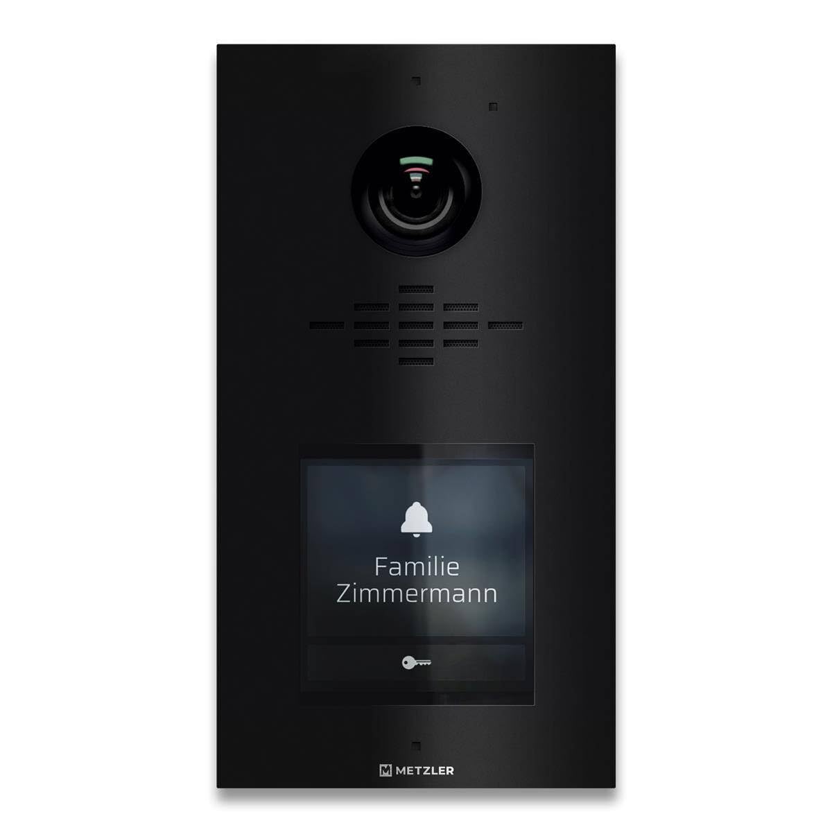 Metzler videocitofono completo per 1-500 unità - LAN/POE - citofono con display IPS touchscreen e 1 monitor interno in kit, nero in acciaio inox V2A | Horizon