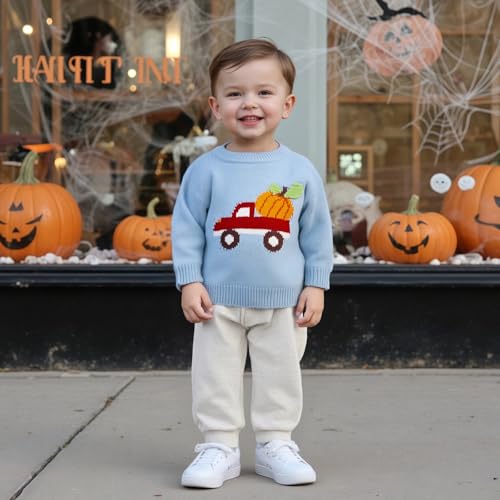 Toddler Baby Boy Girl Halloween Sweater Pumpkin Warm Pullover Sweatshirt Knitted Crewneck Long Sleeve Tops3