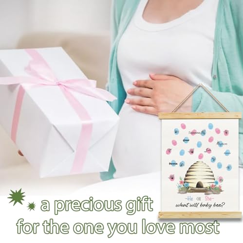 Image of Bumble Bee Gender Reveal Party, Bee Baby Shower Finger Print Tree, Guess The Gender Thumb Print Tree, Gender Vote, What Will Our Honey Bee