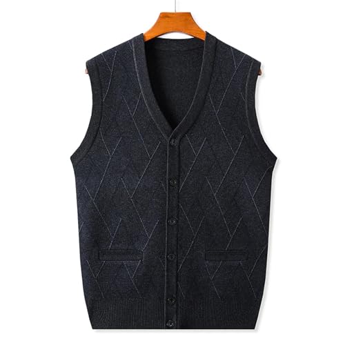 Men's Classic Wool Blend Sweater Vest Vintage V-Neck Basic Sleeveless Argyle Button Down Knitted Cardigan Vest2