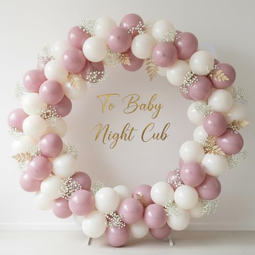Image of RUBFAC Dusty Pink Balloons 129pcs Different Sizes Pack of 18 12 10 5 Inch, Latex Boho Blush Pink Balloon Garland Arch Kit for Baby Shower Engagement Bachelorette Wedding Birthday Party Decorations