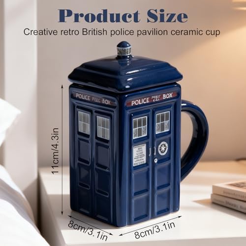 Tasse en céramique bleue cabine téléphonique 500 ml : cadeau original pour les amis et la famille