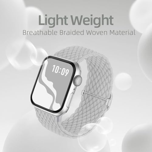 Image of 4 Pack Braided Stretchy Bands Compatible with Apple Watch 40mm 41mm 38mm 42mm 44mm 45mm 46mm 49mm Women Men, Breathable Nylon Elastic Daily Use Straps for iWatch Series 11 /10 9 8 7 6 5 4 3 SE /Ultra 2