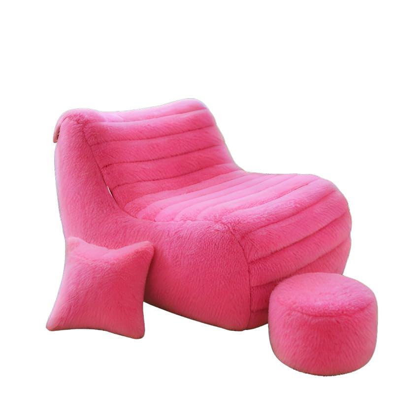 Image of Biggie Bean Bag Chair with Beans Filled 5XL Elegenza Chair-Laziness Pro Max-Crafted for Comfort-Styled for Elegance with Free Cushion & Footrest (Matching Color : Soft Fur Pink)