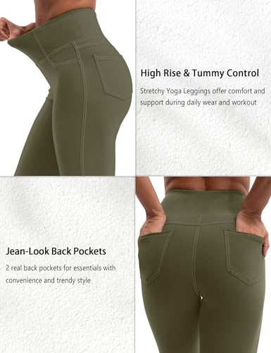 VOOVEEYA Leggings for Women High Waist, Yoga Pants with Pockets Tummy Control Workout Pants Stretchy Jeggings3