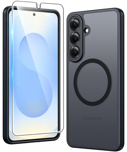 FNTCASE for Samsung Galaxy S26 �P�[�X: ���C�}�b�g�g�ѓd�b�P�[�X �X�N���[���v���e�N�^�[�t�� �����h�~ Magsafe�Ή� �X���� ���ϖh�~ ��� �ϏՌ� �ی� �������Z���J�o�[(�u���b�N)