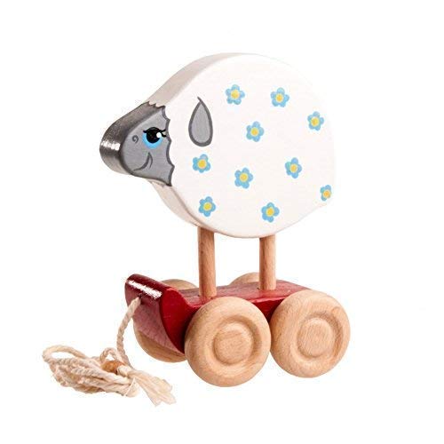 Animal Push Toy - Hardwood Wooden Toy Lamb Push Toy - Natural & Organic Wooden Dolly wooden sheep