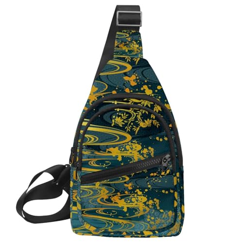 Sac bandoulière homme motif japonais étanche pour le quotidien