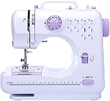 Mini Máquina de Costura Portátil Pequena Bivolt com 12 Pontos Ajustáveis Luz LED, Cortador de Linha Enrolador de Bobina e Controle de Velocidade Reparos e Costura Criativa em Tecidos Leves e Médios