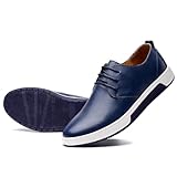 konhill Men's Casual Oxford Shoes Breathable Flat Fashion Lace-up Dress Shoes,Navy,39