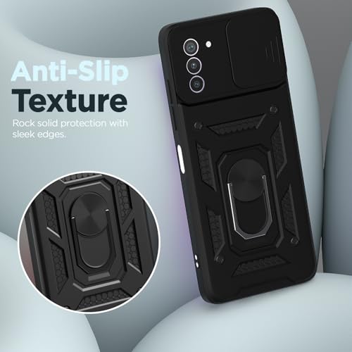 Image of Pikkme D10 Tough Armor Bumper Case | 360 Protection Case | Sliding Camera Shield Cover & Ring Holder Stand Back Cover for Nokia G42 5G (Black)