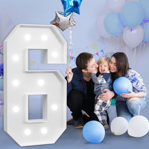 Image of imprsv Marquee Numbers Large 6th-Birthday Decorations: 4ft Light Up Number