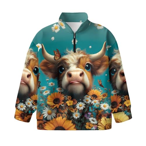 Image of AmzPrint Girls Graphic Quarter Zip Coat Long Sleeve Lightweight Oversized Athletic Running Hoodies For Kids Teen Girls