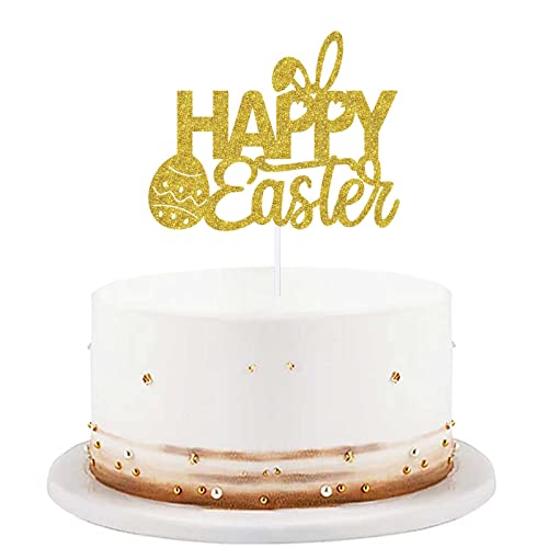12Pcs Gold Glitter Happy Easter Cake Toppers Food Picks Cake Decorations For Easter Party Suppliers #TOP6