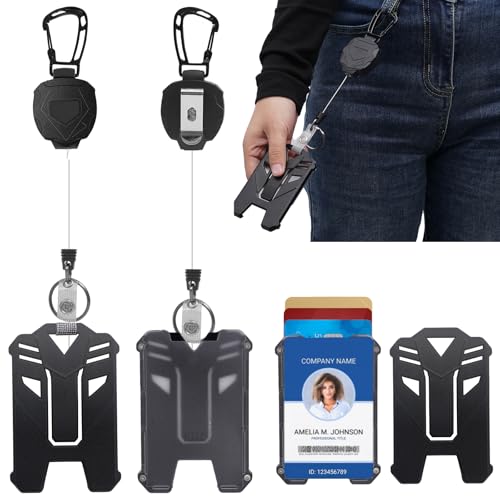 Porte-badge rétractable câble acier 81,3 cm et porte-carte rigide