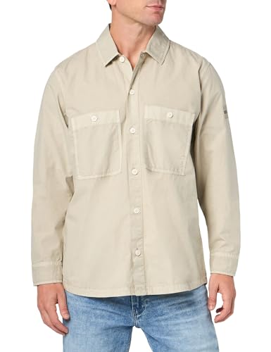 BOSS Garment Dyed Twill Overshirt Stone Beige