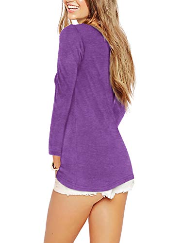 Beluring Womens Long Sleeve T Shirts Plain Crew Neck Tee Tops (Purple, M) #TOP1