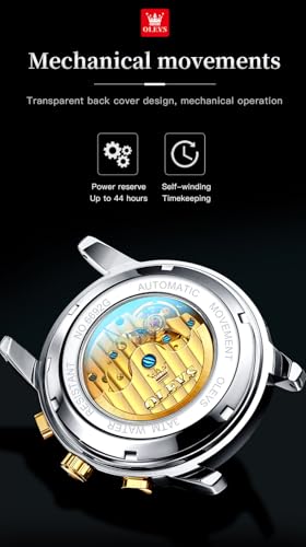 Image of OLEVS Watches for Men Automatic Mechanical Self Winding Dress Wrist Watch Multifunction Calendar Waterproof Luminous