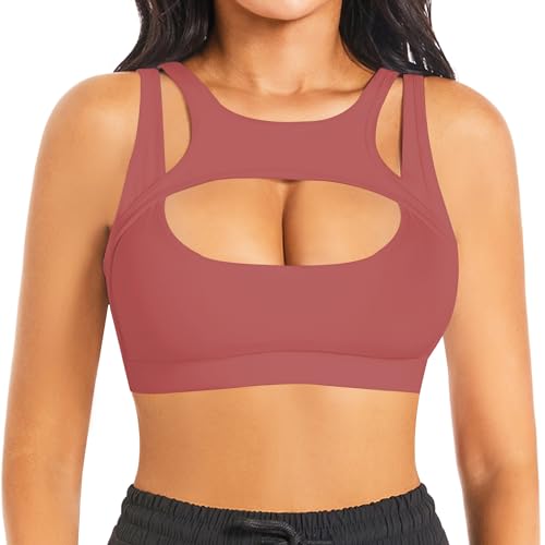 Image of Betaven Push up Sports Bra for Women Sexy Hollow Crop Tops with Removable Cups Workout Fitness Yoga Bra Medium Support