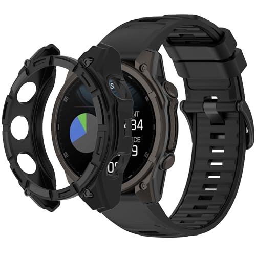 QHBAMD �V���R�[���� �r���v�o���h Garmin Quatix 8 47mm/51mm�Ή� - �h���X�|�[�c �\�t�g �ʋC�� ���߉\�ȃX�g���b�v PC�P�[�X�t��