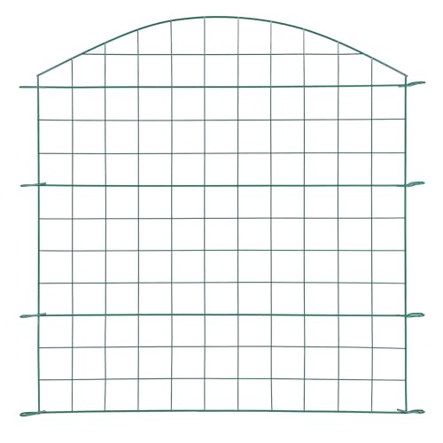 Wiltec Gartenzaun Set mit 5 Elementen grün, Teichzaun mit Oberbogen, Maschendrahtzaun 770 x 8 x 780 mm, Steckzaun leichte Montage, pulverbeschichtet & korrosionsbeständig