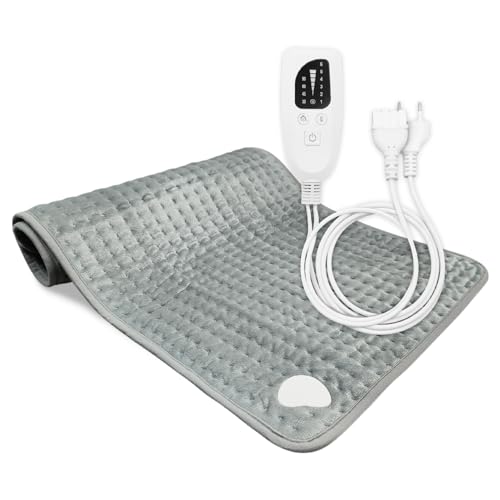 LED ATOMANT Manta Electrica Lumbar 85x43cm 150W, Almohadilla Termica para Espalda, Cuello, Hombros, Barriga y Piernas, Temporizador y Apagado Automatico, 6 Niveles de Temperatura, Ultrasuave