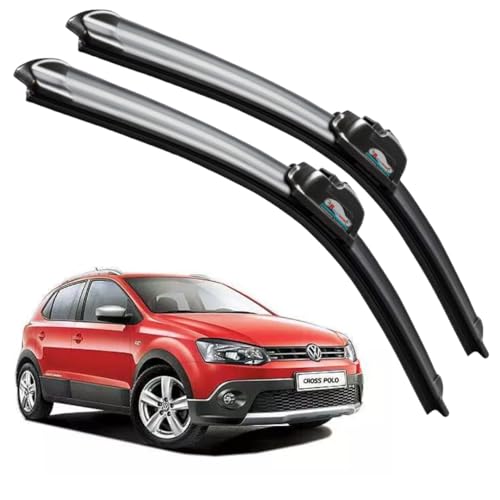 Image of Frameless Rubber Car Wiper Blades Set of 2 Compatible with (Polo Cross (2014-2018) (D-24,P-16))