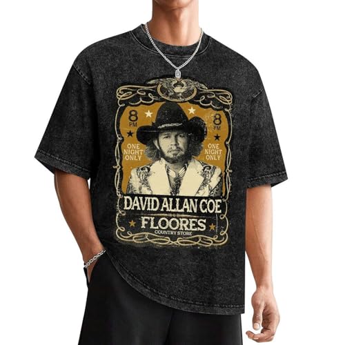 David Band Allan Coe Shirts for Men, Round Neck Shirt Cotton Tees 80s&90s Tees Shirts Tops XL