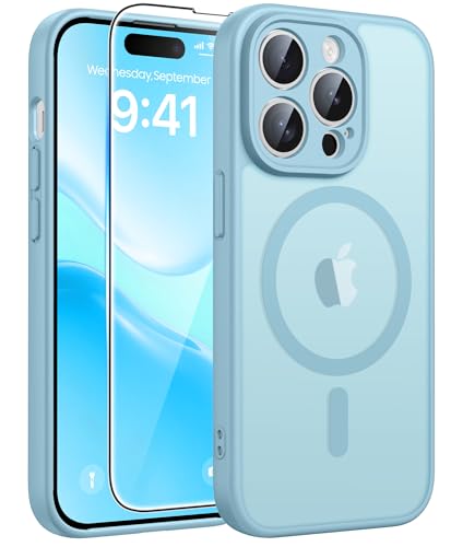 Image of FNTCASE for iPhone 14 Pro Case: [Compatible with Magsafe] Translucent Matte Cases with [Full Camera Protection] [Screen Protector] Military Grade Shockproof Protective Phone Cover - Teal