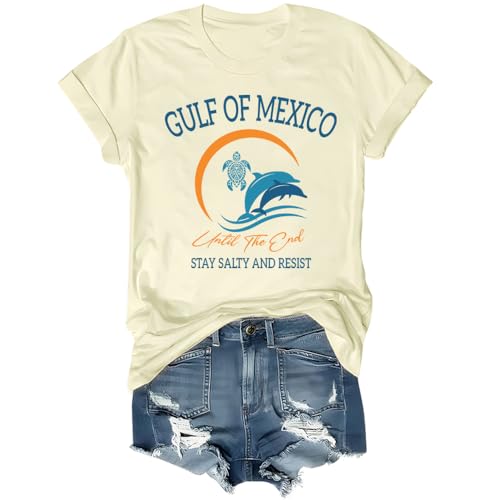 T-shirt Golfo del Messico Stay Salty Resist Golf of Mexico Social Club, Giallo cremoso, XL