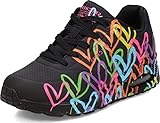 Komfort-Innensohle Skechers Damen UNO Highlight Love Sneaker, Duraleather Bla, Schwarz und Mehrfarbig, 40 EU