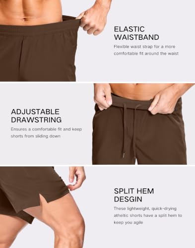 Image of GGJ Men's Lightweight Athletic Shorts with 2 Zipper Pockets 7 inch /9 inch /5 inch Gym Workout Running Quick Dry Tennis Shorts for Men