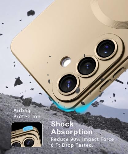 Image of DIZORO Compatible with Samsung S26 Case, Compatible with Mag Safe, Matte Luxury Metallic Luster Flexible TPU Wireless Charging Shockproof Case with Camera Protector Desert