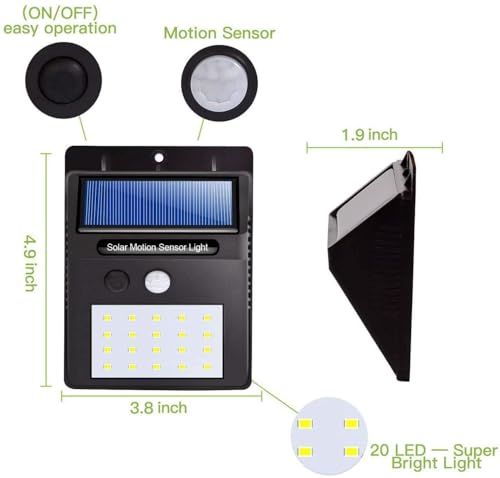 Image of 20 LED Solar Wall Light | Wireless & Waterproof Night Light | Outdoor Light for Home, Garden, Terrace, Balcony & Pathways(20 LED Light, 3)
