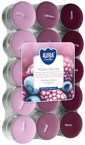 Bispol - Lote de 30 velas de té pequeñas, aroma dulce de bayas congeladas