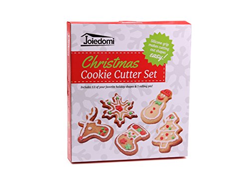 Joyin 13 Pcs Stainless Steel Christmas Cookie Cutters With Comfort Grip 3.5Í Plus A Rolling Pin For Large Holiday Cookies, Snowflake Cookies, Gingerbread Man Cookies, Christmas Party And Baking Gift #TOP6