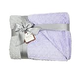 MEG ORIGINAL Manta para cuna de bebé niña o niño pequeño, lavanda y gris Minky Dot 652