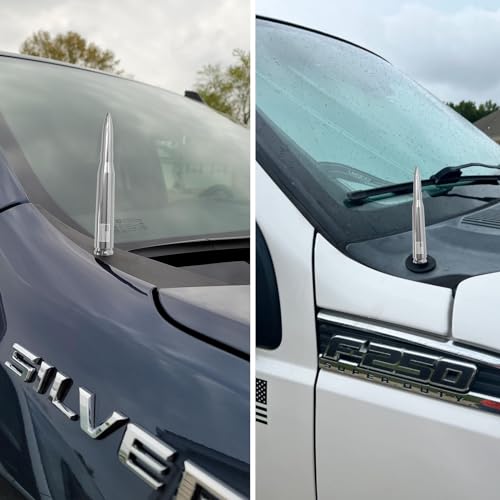 Image of Car Truck Antenna with Tire Valve Caps American Flag Short Replacement for GMC Sierra Chevy Silverado Dodge Ram 1500 2500 3500 Ford F150 F250 F350 Super Duty Raptor Accessories, Chrome