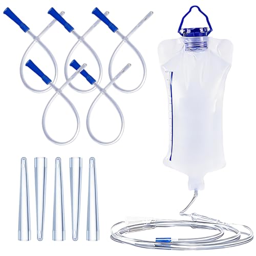 Irrigator Darmspülung Einlaufgerät Darmreinigung-und Defäkation Gerät Wiederverwendbar 1 2-Liter-Spülbeutel + 5 x 10-cm-Aufsätze + 5 x 25-cm-Aufsätze