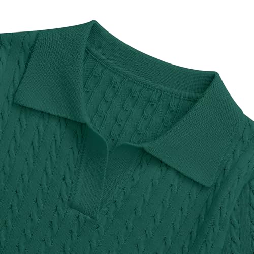 Image of Girls Short Sleeve Polo Shirt Summer Knit School Uniform Blouse V Neck Cable Pullover Sweater Tops 5-14 Years