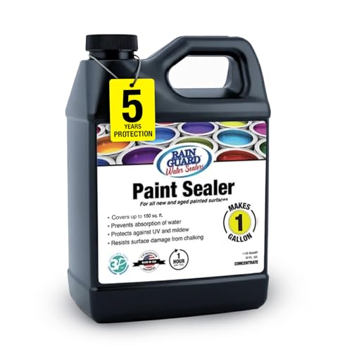 Rain Guard Paint Sealer Concentrate | Makes 1 Gallon | Protects All Painted Surfaces like Concrete, Wood, Stone from Water Damage, Stains/other contaminents | Silane/Siloxane Acrylic Waterproofer