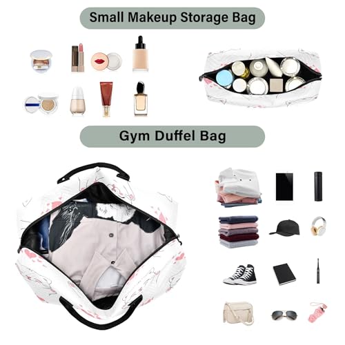 Cute Cartoon Cat Travel Duffel Bag for Women Weekend Overnight Dag with Toiletry Bag, Luggage Bag for Travel, Sport, Gym4