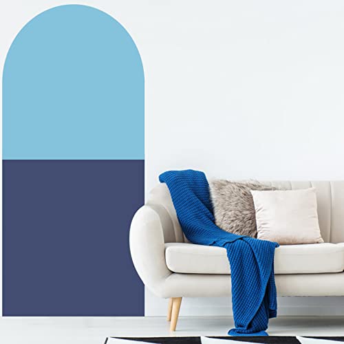 Large Boho Arch Wall Decal Decor, Removable Peel And Stick Modern Boho Wall Mural Wallpaper, Minimalist Arch Wall Sticker For Kids Baby Room Bedroom Nursery Living Room Playroom Decor, 72”X33”(Blue) #TOP4