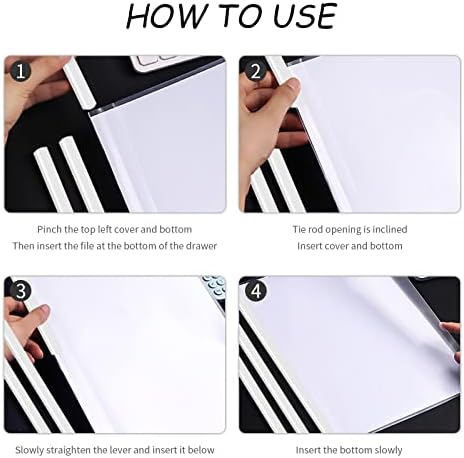 10pcs Clear Report Covers, A4 Slide Binder Filer Cover, Plastic Filer Folder Documents with U Type Bliding Bar for Office School Project Presentatin Classification.50 Sheet Capacity (White)